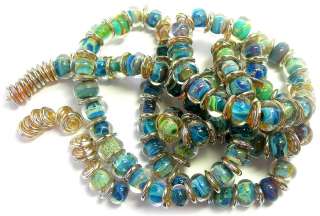 SRA Handmade Glass Lampwork BORO Beads BLUE LAGOON  