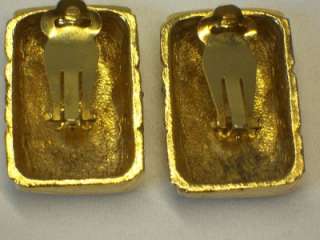 Big Bold Gold Clip Earrings Rhinestone Bling Gold Tone  