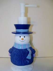 WINTER BLUES SNOWMAN Christmas Soap Lotion Bath Dispenser Resin Blue 
