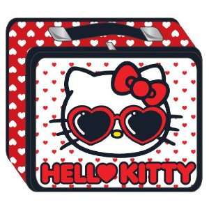   Kitty Red & White Hearts Metal Lunch Box SANLB0010: Office Products