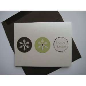  Holiday Card   Retro Snowflake Trendy Chartruse Brown 