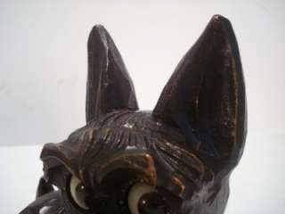   OSWALD Rotating Eye Clock BLACK FOREST Dog Carving German Germany EXC