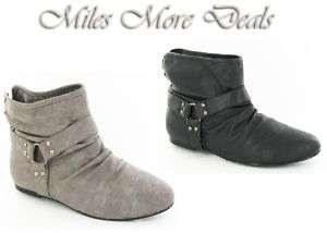 Flat Buckle detail ankle boots pixie style NEW  