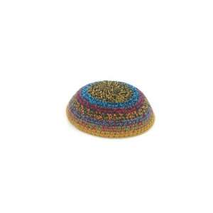   Multi Colored Knitted Kippah in Striped Design 
