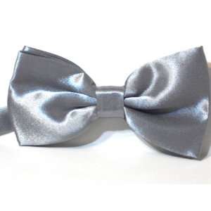  Satin clip on mens bow tie (Silver) 