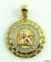   PENDANT   14k Gold May Gold Bless You Da Vinci Cherub Charm  