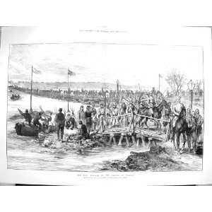 1877 War Passage Danube Braila Soldiers Marching Bridge 