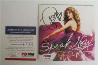 Taylor Swift Signed Autograph Speak Now CD Cover PSA Auto  