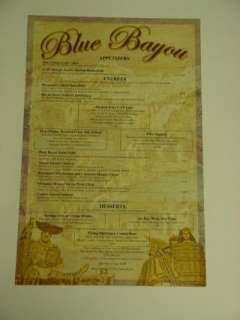 Authentic Disneyland Blue Bayou Menu Restaurant Used #1  