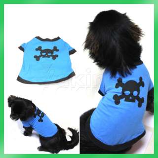 Blue Fashion Cute Lovely Pet Dogs Cotton Skull Picture Printed Clothes 
