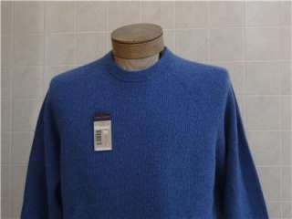   100% Cashmere Cable Sweater Mens L Blue Crew Thick Pullover  