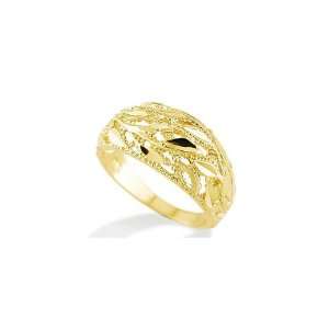    Womens 14k Solid Yellow Gold Leaf Fashion Band Ring: Jewelry