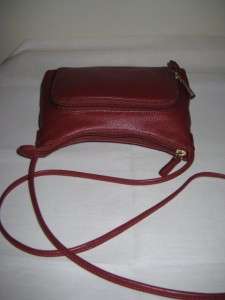 STONE MOUNTAIN Red Pebbled Leather Cross Body Organizer Bag  