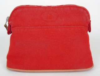 AUTH HERMES BOLIDE RED COTTON COSMETIC POUCH FRANCE  