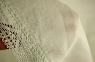 Vintage French Linen Bolster Bed Pillow Cases Shams 64 Long Lace Trim 
