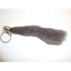  Rabbit Tail Key Chain 5 charcoal Gray Grey: Everything 