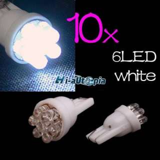 10x Super White T10 6 LED Wedge Light Bulb 194 2825 168  