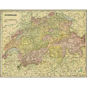    Cram 1894 Antique Map of Switzerland   $79
