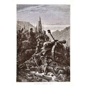 1875 Woodcut Alphonse Neuville Francis I Swiss French Battle Marignano 