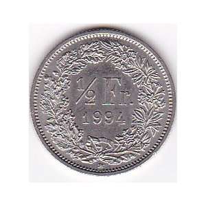  1994 Switzerland 1/2 Franc Coin 