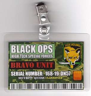 Metal Gear ID Badge   Fox Hound Black Ops Bravo Unit  