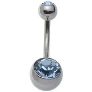    316L Belly Ring with Double BL Swarovski Gem Balls: Jewelry