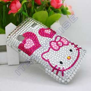 Bling Diamond Hearts Kitty Back Hard Case Cover For Samsung Galaxy Gio 
