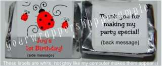 LADYBUGS Candy Wrappers 1st Birthday Party Favors  
