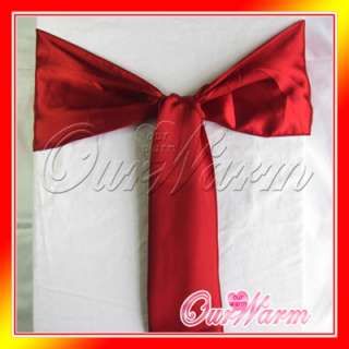 100 Dark Red Satin Chair Sash Bow Wedding Party Colors  