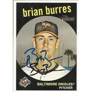 Pirates Brian Burres Signed 2008 Topps Heritage Card 