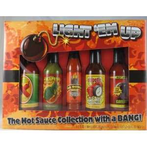 Light Em Up Hot Sauce Collection Cayenne Chipotle Habanero Jalapeno 