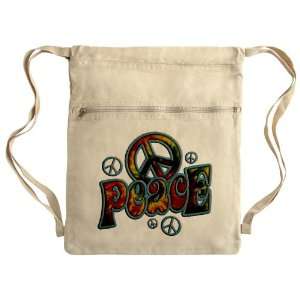  Messenger Bag Sack Pack Khaki PEACE Peace Symbol 