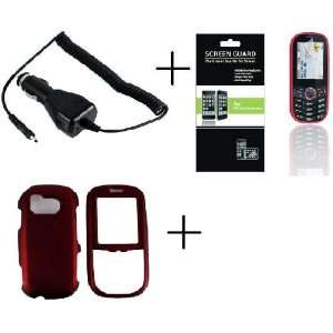 Samsung Intensity I U450 Red Rubberized Hard Protector Case + Screen 