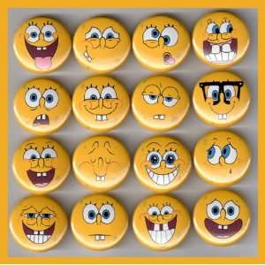   Squarepants Faces Set of 16   1 Inch Buttons 
