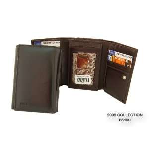  Tri Fold Womens Leather Wallet in Black: Office Products