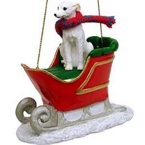  White Whippet in a Sleigh Christmas Ornament: Home 