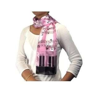 Piano Keyboard Silky Scarf Music Pink Brown Long Cute NEW