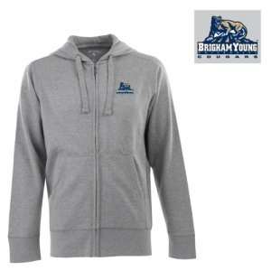   BYU Cougars Full Zip Hooded Mens Sweatshirt (Heather Grey): Sports