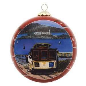   Francisco Painted Glass Christmas Ornament Cable Car: Kitchen & Dining