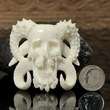 Mythical RAMS DEMON Head Carved BUFFALO BONE SCULPTURE 20.62g  