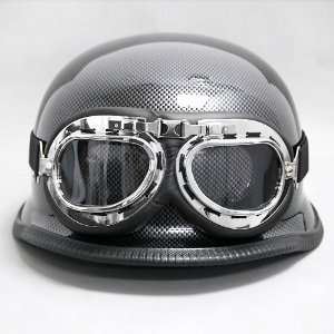  Durable German Style Carbon Fiber Look DOT Approved Half Helmet 