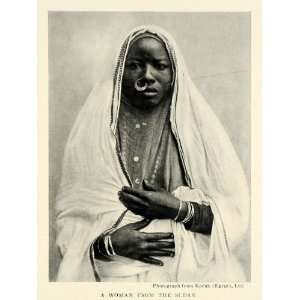 : 1922 Print Portrait Sudanese Woman Sudan Egypt Robe Jewelry Africa 