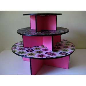  NEW Pink/Black Diva 3 Tiered Cupcake Display Stand