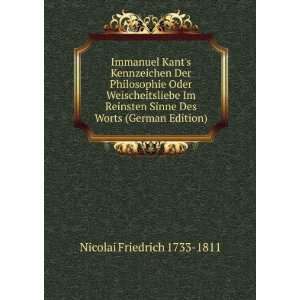   Sinne Des Worts (German Edition): Nicolai Friedrich 1733 1811: Books