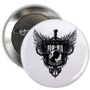  2.25 Button POWMIA Angel Winged Shield with Chains 