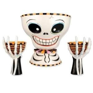  Glitterville Halloween Skeleton Mr. Bones Chip & Dip Bowl 