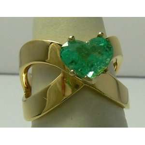  Stunner! Colombian Emerald Heart & Gold Ring 1.50cts 