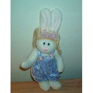  Plush Girl Easter Bunny in Straw Hat Purple Outfit 