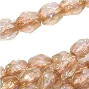  Czech Fire Polish Glass Beads 3mm Round Crystal Copper 