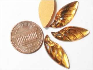 CZECH VTG FOIL AMBER BUTTERFLY CHRYSALIS CABOCHON 23 mm  